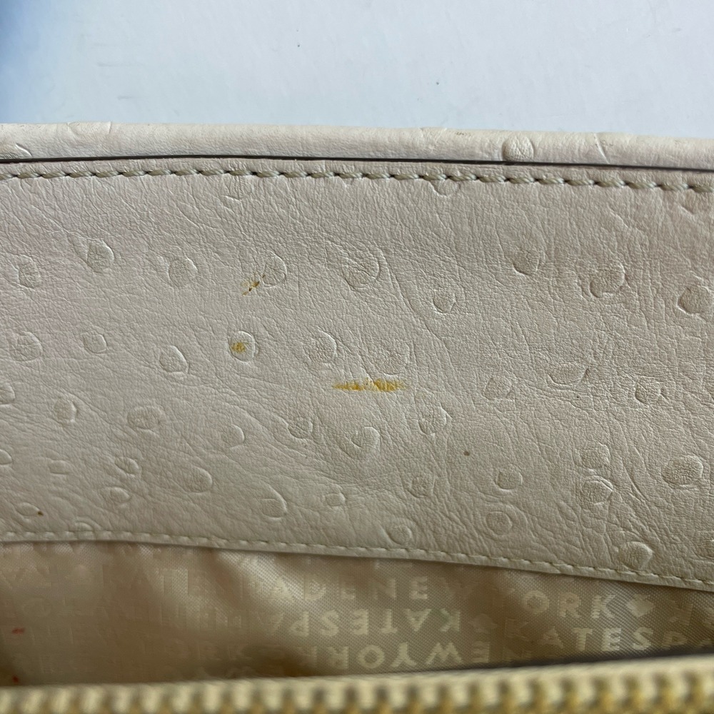 Kate Spade New York Darcy Road Trip Cream‎ Shoulder Satchel Bag Ostrich Embossed - Picture 12 of 16
